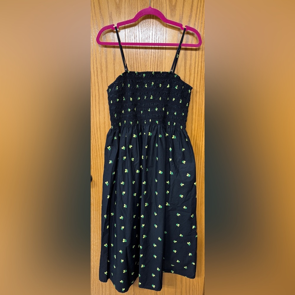 Smocked cotton sundress with lemon accents